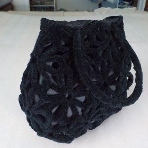 Black Open Weave Soft Fabric Lined HandBag NWOT